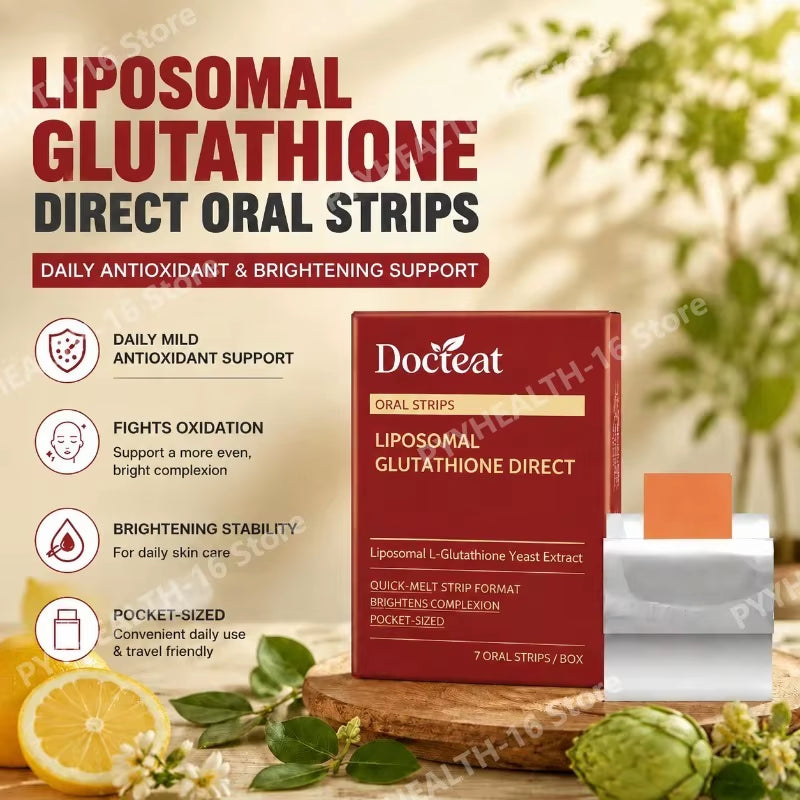 Liposomal Glutathione Oral Strips, Quick Dissolve, Skin Brightening, Whitening & Antioxidant Support for Complexion, 7 Strips